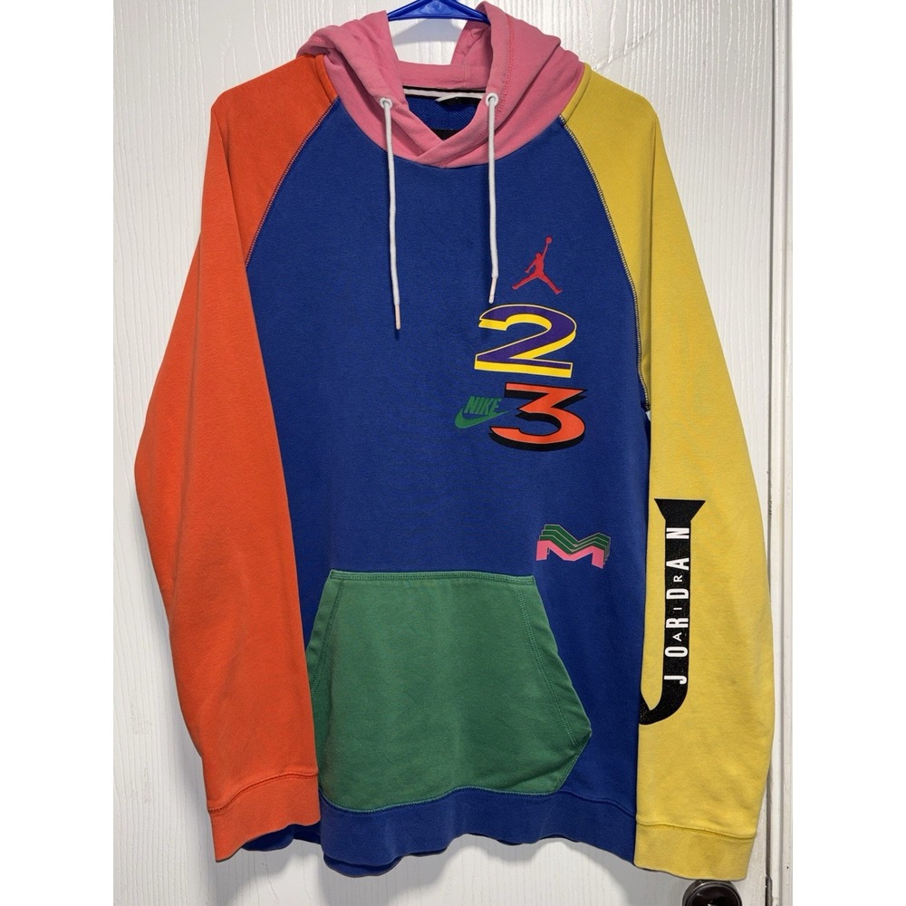 Nike Air Jordan Unite Jumpman Colorblock Hoodie Pullover Front L Vintage Y2K